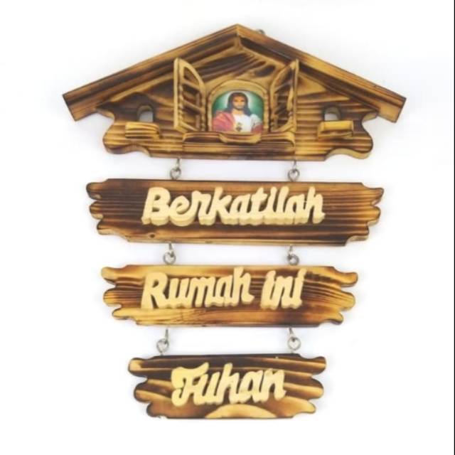 Jual Hiasan Dinding Kayu Unik Berkatilah Rumah Ini Tuhan Gambar