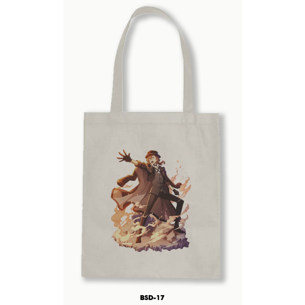 Tas Tote Bag Resleting Kanvas/Blacu Bungou Stray Dogs Anime Manga 01