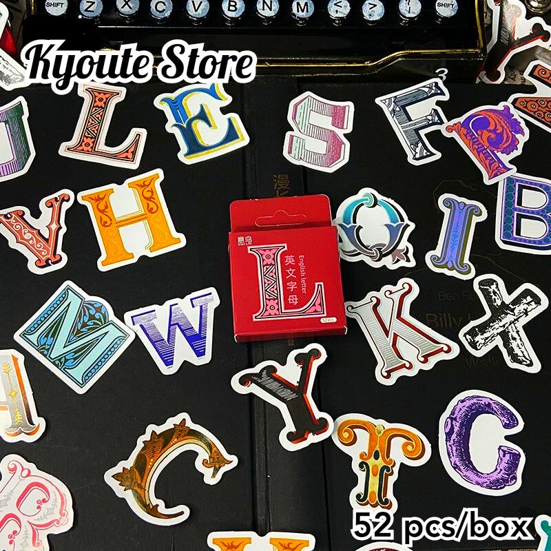 Jual 52 Pcs Sticker Alphabet Huruf Alfabet Vintage Retro Tipografi ...