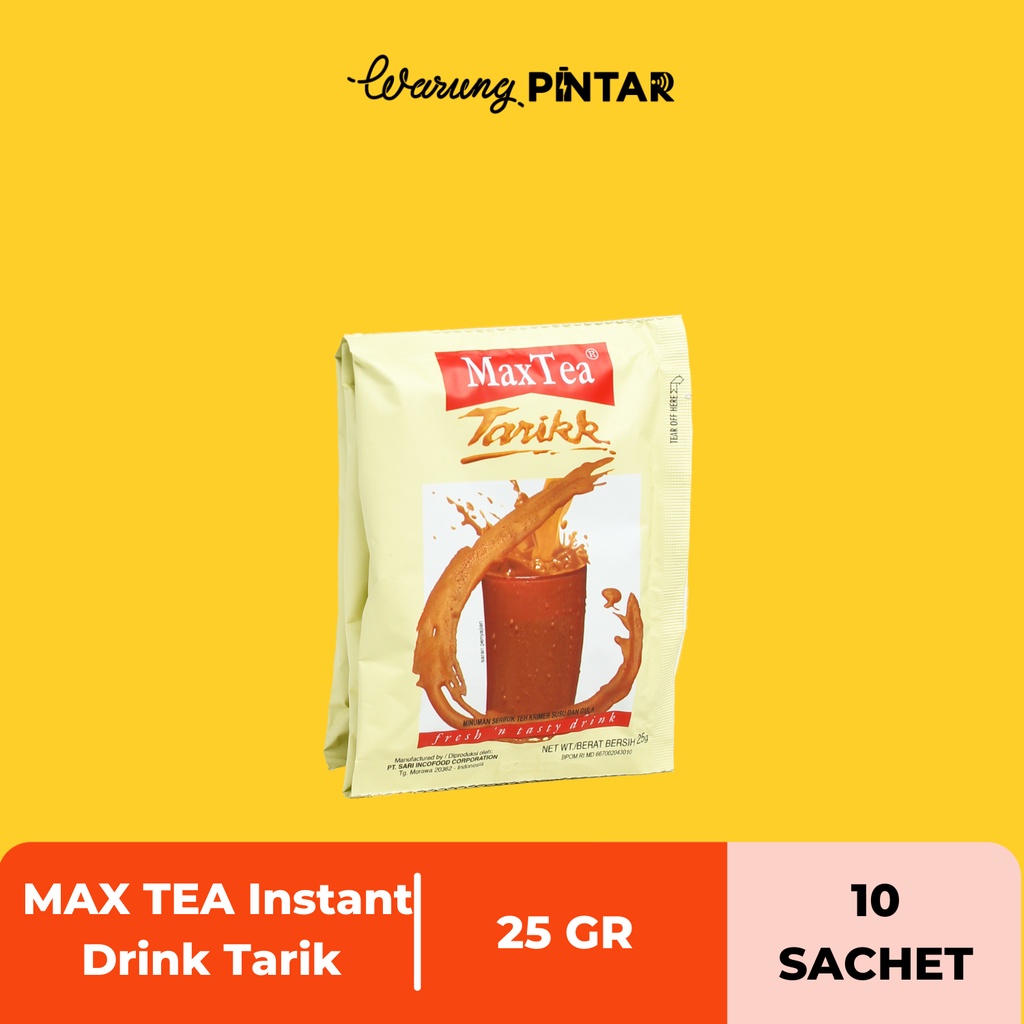 Jual Minuman Sachet Max Tea Teh Tarik Sachet 25gr 1 Renceng 10 Sachet Shopee Indonesia 3880