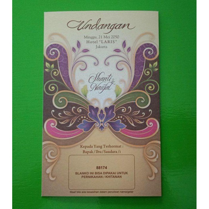 Jual CETAK UNDANGAN PERNIKAHAN WEDDING BLANGKO NOMOR 88174 | Shopee ...