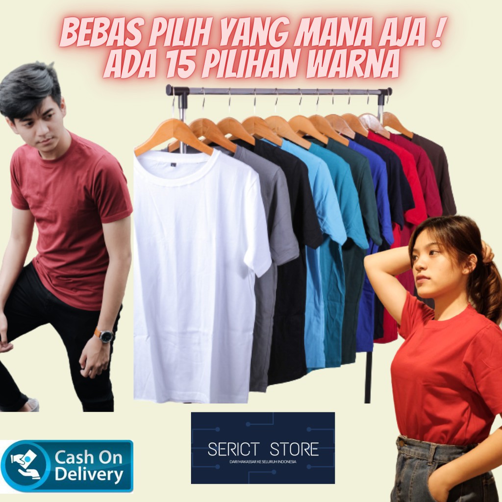 Jual Baju Kaos Polos Lengan Pendek 100% Cotton Combed 30S - Kaos