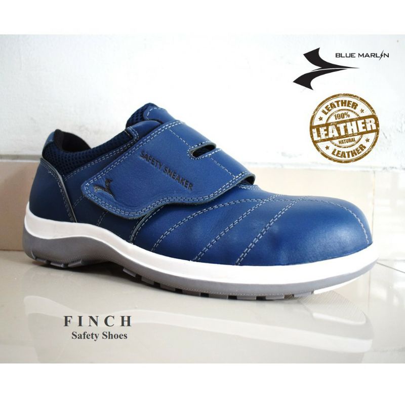 Jual Jual Sepatu Safety Shoes Blue Marlin Finch Kulit Asli Harga Murah Ada Besi Di Ujung Sepatu