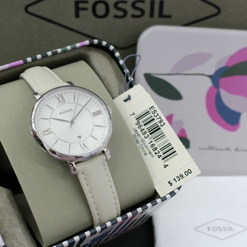 Jual Jam Tangan Wanita Fossil ES3793 Jacqueline Beige Leather Strap Original murah aksesoris cewek kulit Shopee Indonesia