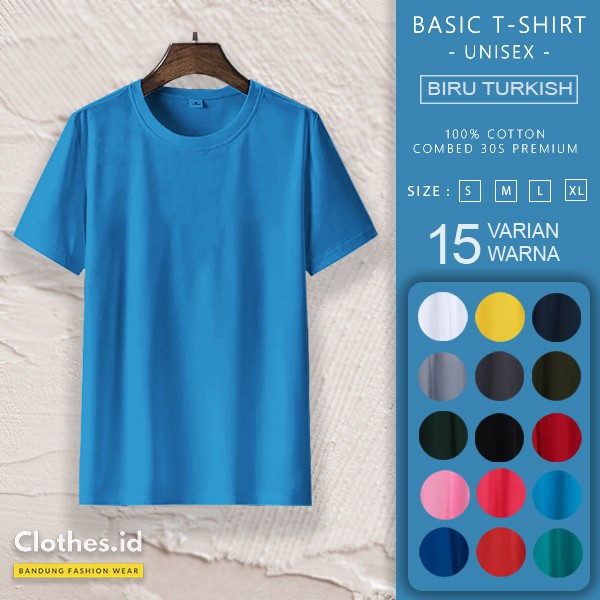 KAOS POLOS BASIC BLUE DENIM COTTON COMBED 30s pria wanita Cotton