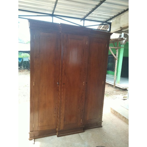 Jual almari jati minimalis pintu 3/almari sliding 3 pintu | Shopee ...