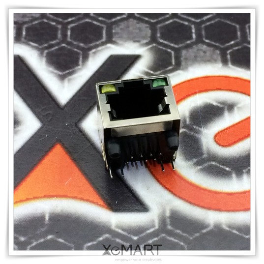 Jual RJ45 Socket Connector 8P8C 2 LED Stainless Shielded 8Pin Konektor ...