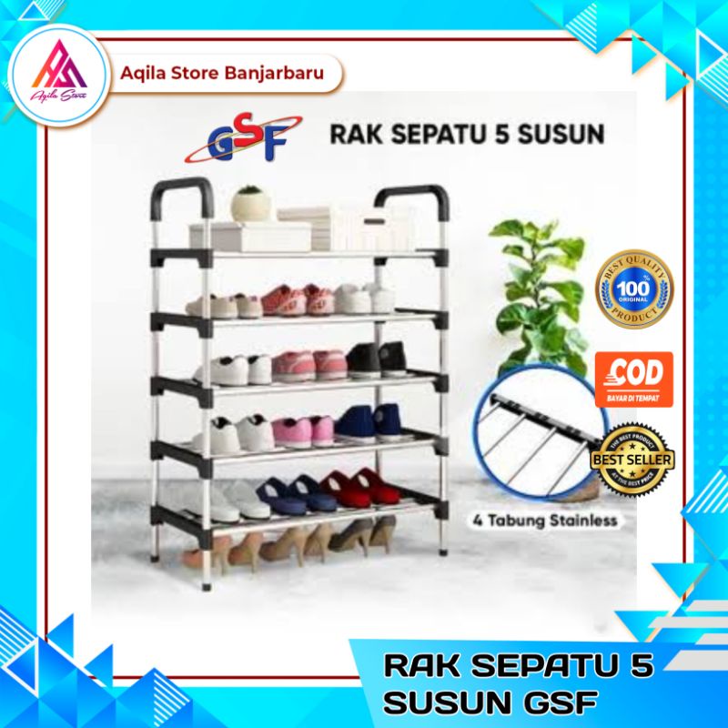 Jual Rak Sepatu Stainless 5 Susun / Rak Sepatu 5 Susun GSF / Rak Sepatu ...