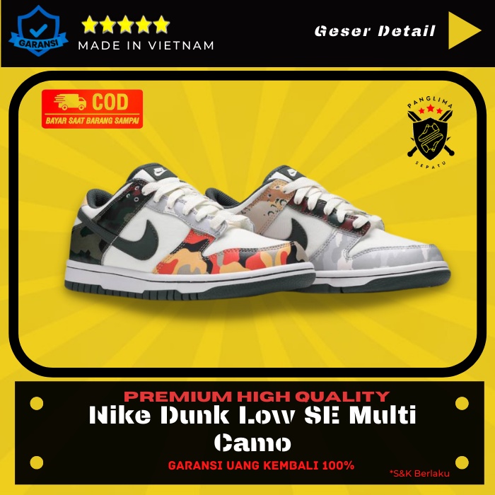 Sepatu Basket Nike Dunk Low SE Multi Camo Sneakers Pria Sneaker Fashion  Import Premium Original
