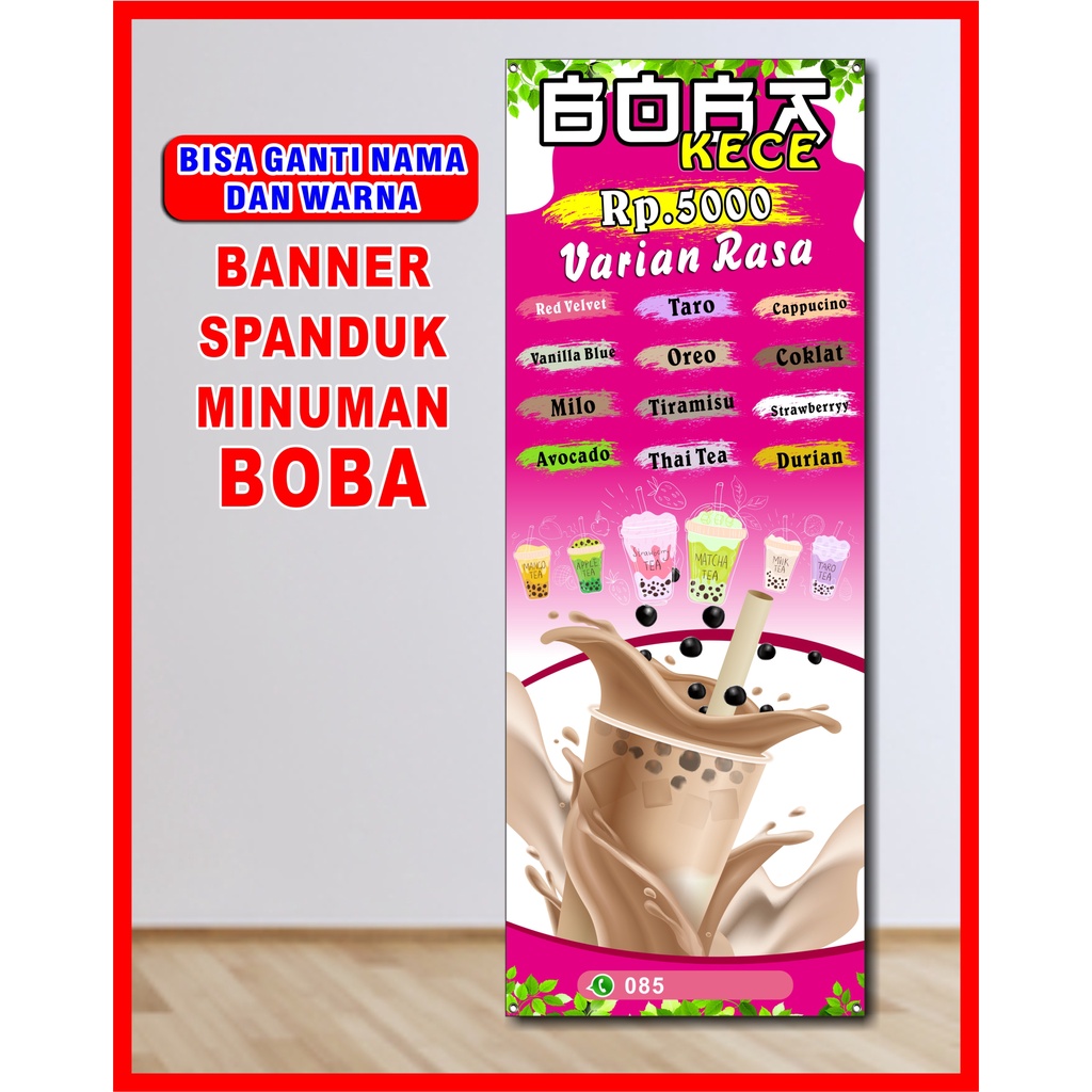 Jual Cetak Spanduk, Banner, Backdrop Minuman Boba Ukuran 60 X 160 Cm ...