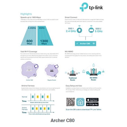 Jual Tp-Link Archer C80 Ac1900 Wireless Mu-Mimo Wi-Fi Router | Shopee ...