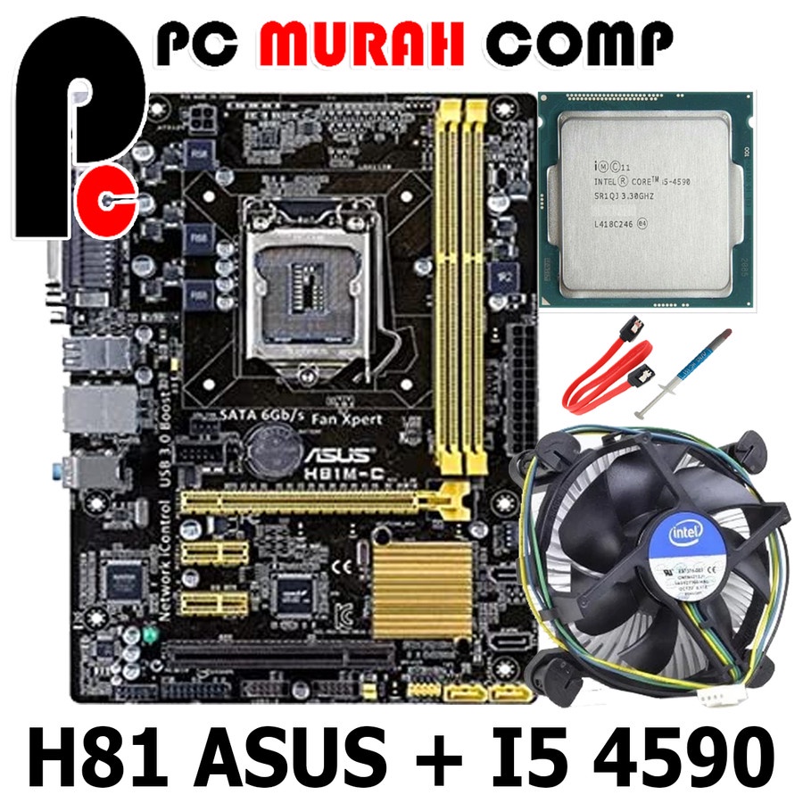 Jual Paket Mobo Lga 1150 H81 Asus processor i5 4590 Bonus fan Shopee