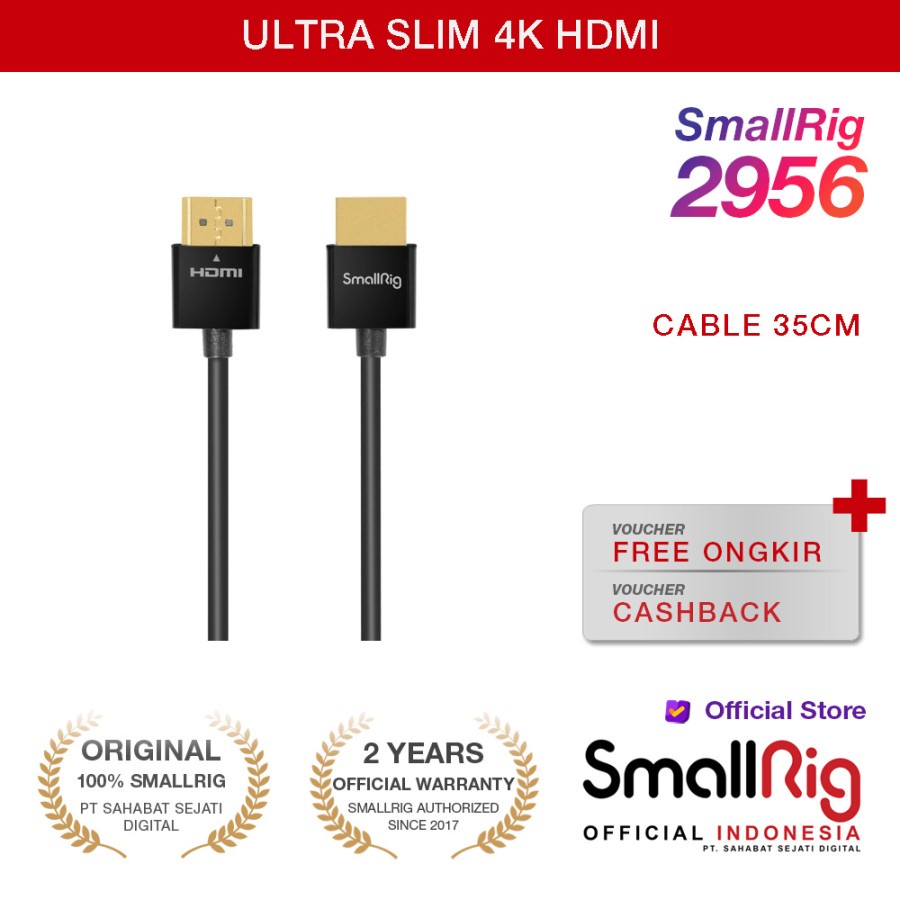SmallRig Ultra-Slim HDMI Cable (13.8") – 4K UHD 60Hz, Male-to-Male, Model 2956 - View #3