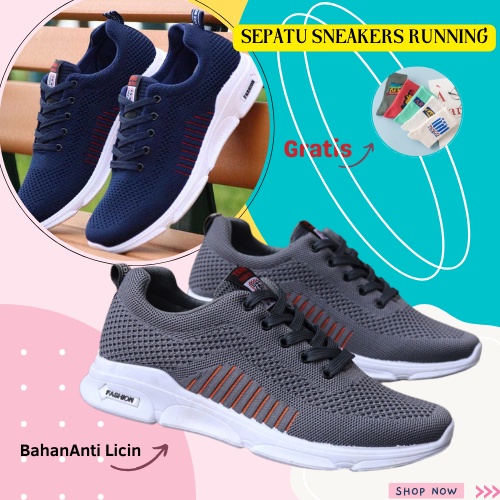 Jual Sepatu Sneakers Running Pria Gym Kets Shoes Sepatu Sport Lari