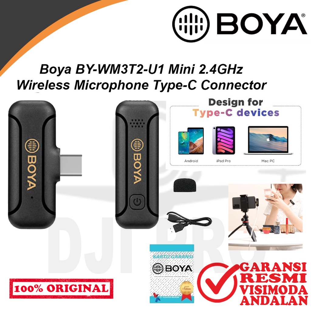 Jual BOYA BY-WM3T2-U1 Professional Mini 2.4GHz Wireless Microphone ...