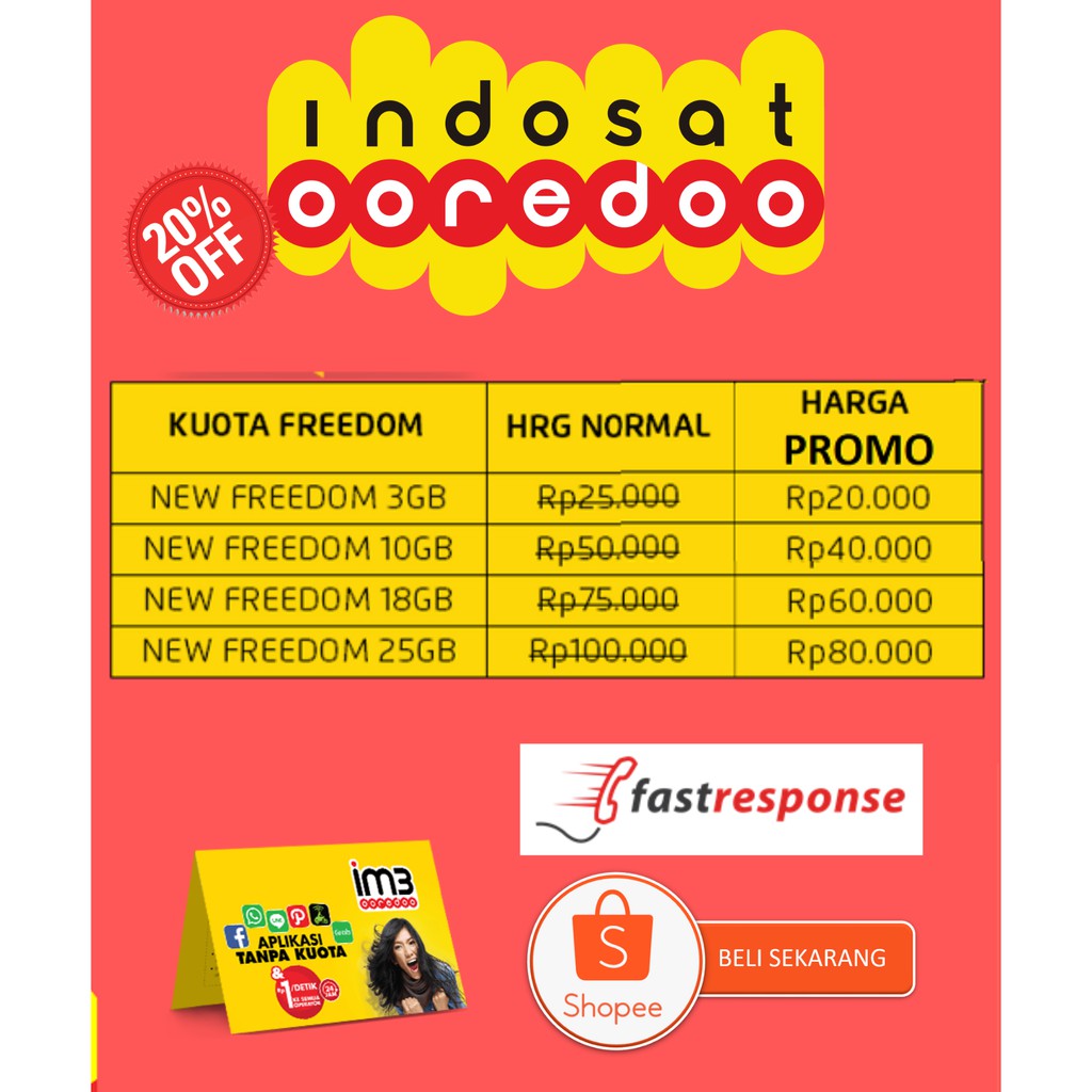 Jual Kuota Indosat Freedom Internet Gb Gb Gb Gb Shopee