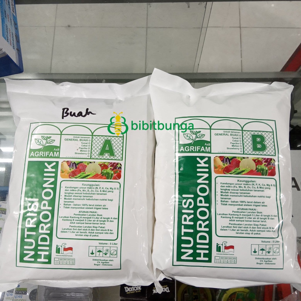 Jual Agrifam AB Mix Sayuran Buah 5 Liter Nutrisi Hidroponik Pupuk ABMix ...