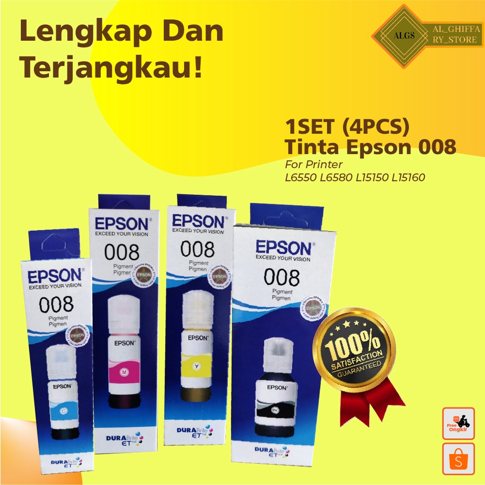 Jual 1 SET (4 PCS) Tinta Epson 008 For Ink Printer L6550 L6580 L15150 ...