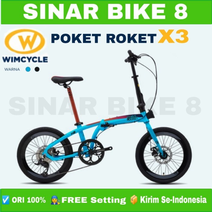 Jual Sepeda Lipat WIMCYCLE POCKET ROKET X3 Alloy Ukuran 20 Inch 9 Speed ...