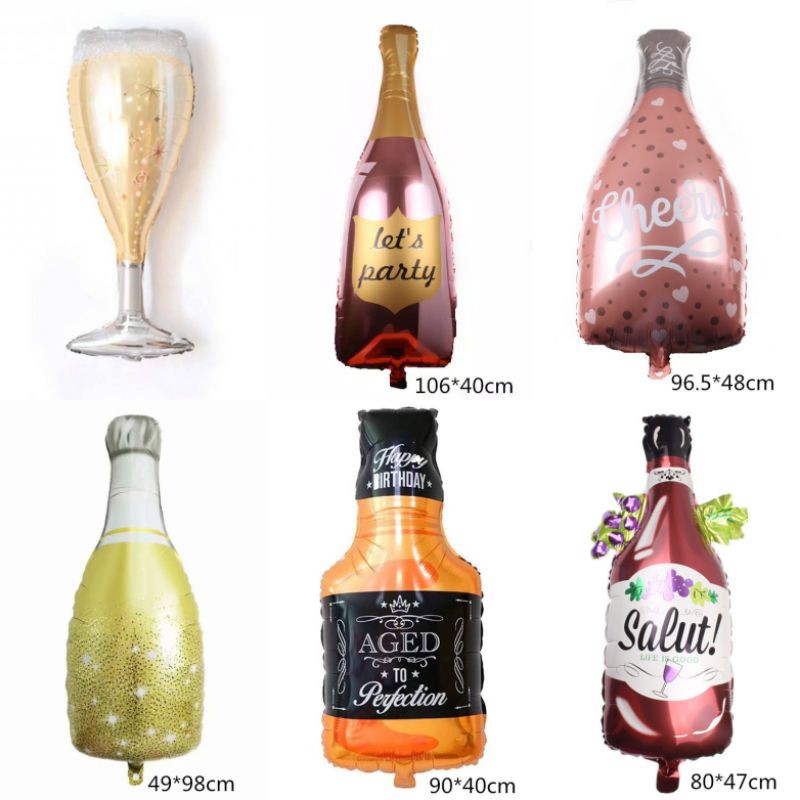 Jual Balon Foil Bottle Botol And Glass Champagne Jumbo Lets Party Cheers Glitter Gold 2426