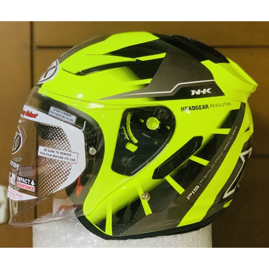 Jual Helm NHK R1 Octarium Yellow Fluo Silver Double Visor Half Face ...