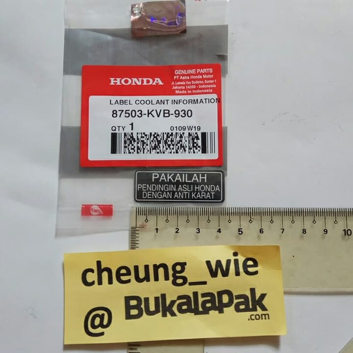 Jual 87503KVB930 LABEL COOLANT INFORMATION Stiker Warning Caution Label ...
