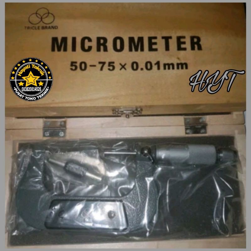 Jual Mikrometer Luar Alat Pengukur Presisi 50 75 x 0.01Tricle Brand
