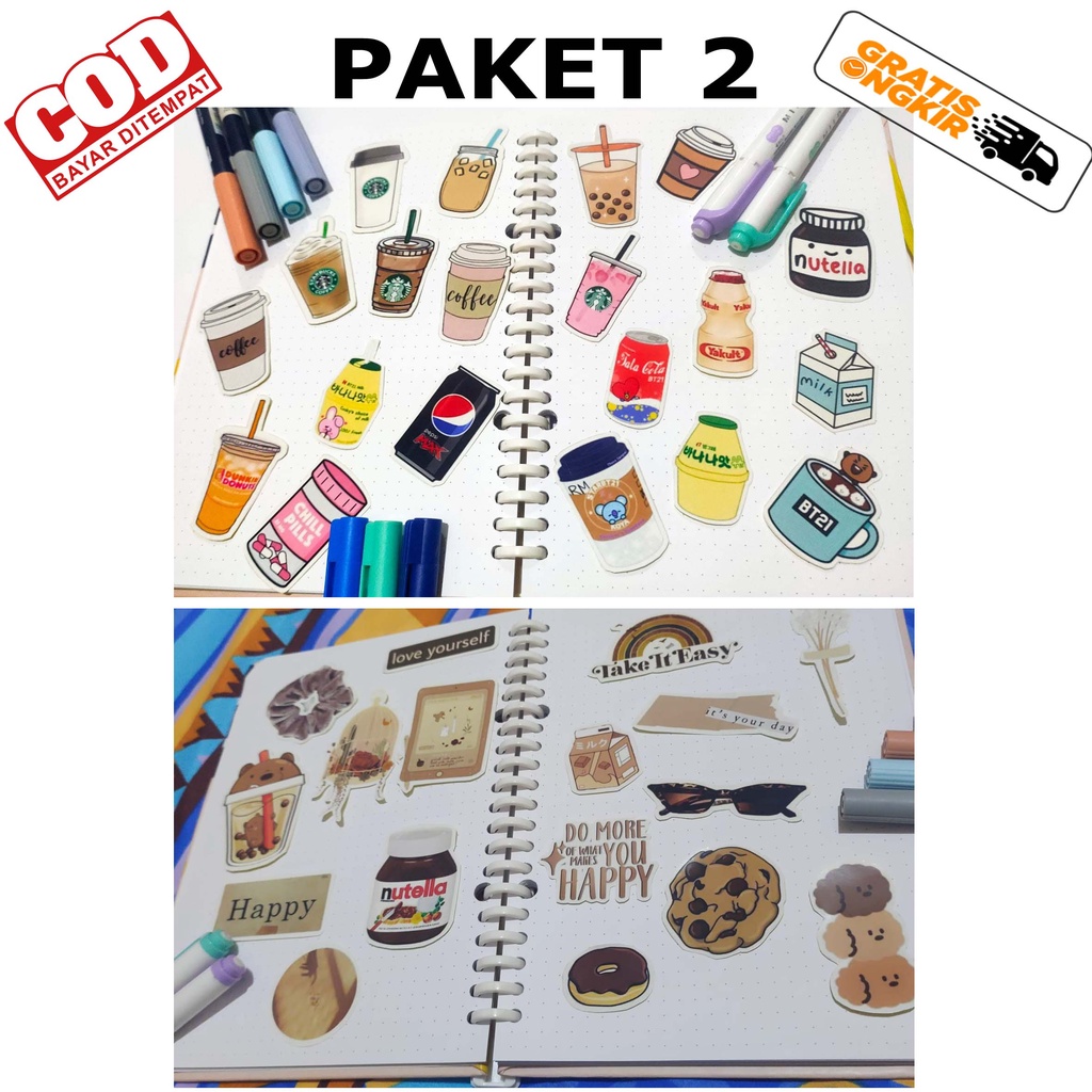Jual [ PAKET 2 ] stiker lucu aesthetic / stiker korea / stiker lucu
