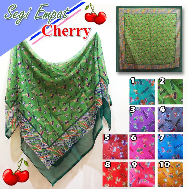 Jual Jilbab Segi Empat Motif 4 Segiempat Cherry Murah Hijab Instan