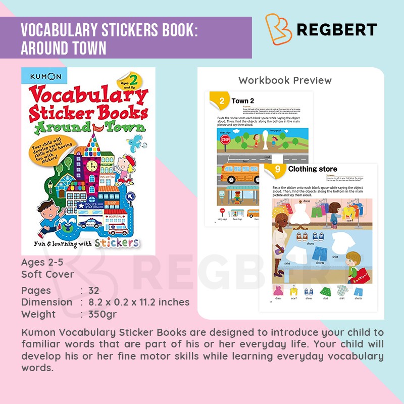 Jual KUMON Vocabulary Stickers Book: Around Town | Shopee Indonesia