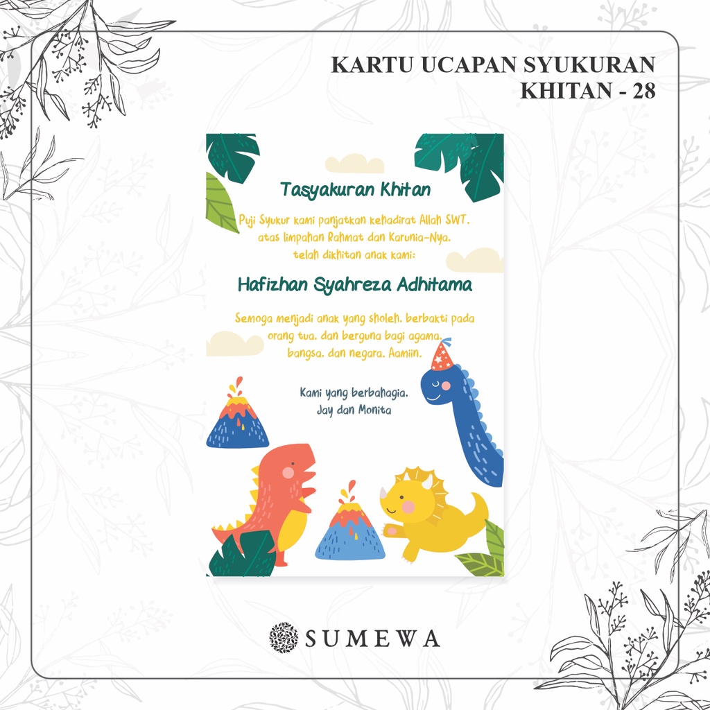 Jual Kartu Ucapan Tasyakuran Khitanan / Kartu Syukuran Khitan / Kartu