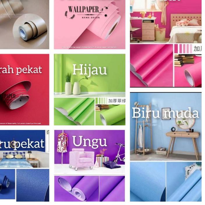 Jual WALLPAPER DINDING POLOS PINK FANTA /HIJAU /BIRU / COKLAT / PINK ...