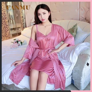 SN_BAJU TIDUR KIMONO SET/LINGERIE 2IN1 UKURAN L - XXL TRICOT SATIN IMPORT