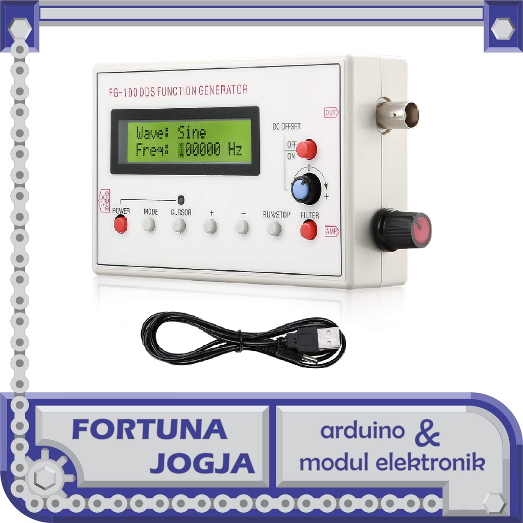 Jual FG100 DDS 1Hz500kHz Function Generator Sinyal Frekuensi