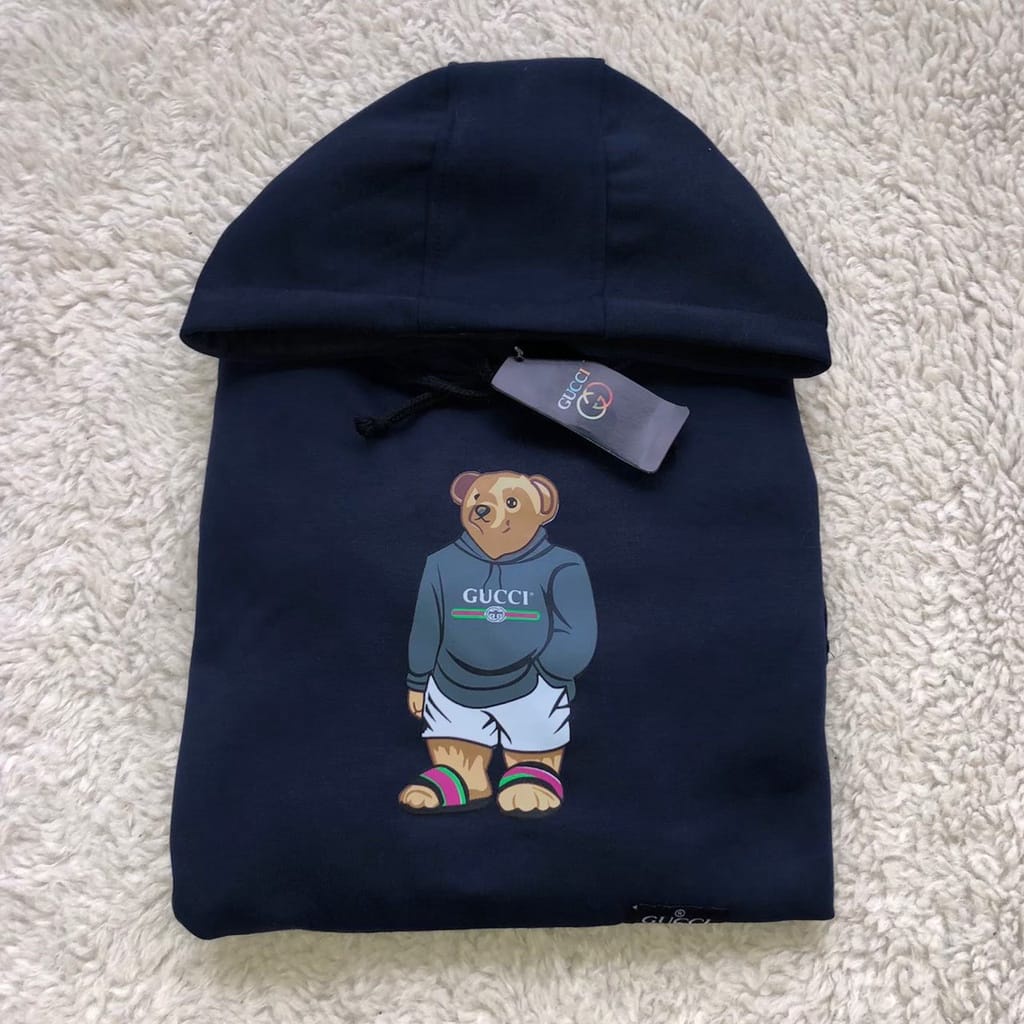 COD JAKET HOODIE GUCCI BEAR ORIGINAL DISTRO SWEATER HOODIE GUCCI NAVY  ORIGINAL DISTO UNTUK PRIA DAN WANITA PREMIUM