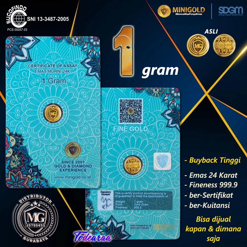 Jual Termurah New Minigold 1 Gram Emas Murni 24 Karat Bersertifikat