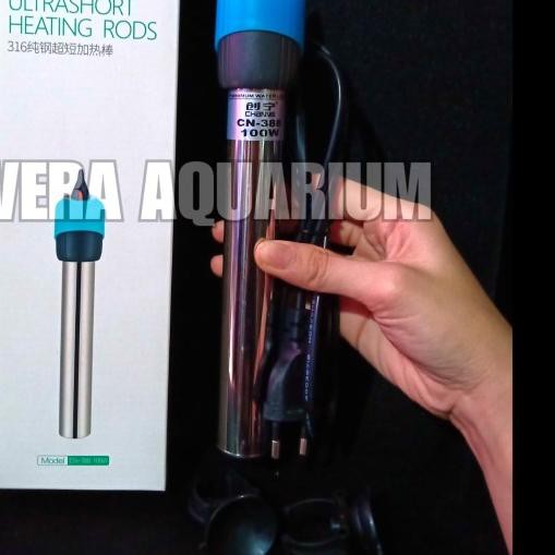 HEATER STAINLESS CHANNING 100 WATT STRONG Pemanas Aquarium CN388