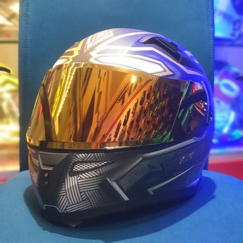 Jual HELM K2 REDER BLACK PANTHER VISOR GOLD ( ONGKIR 2KG TANPA DUS ...