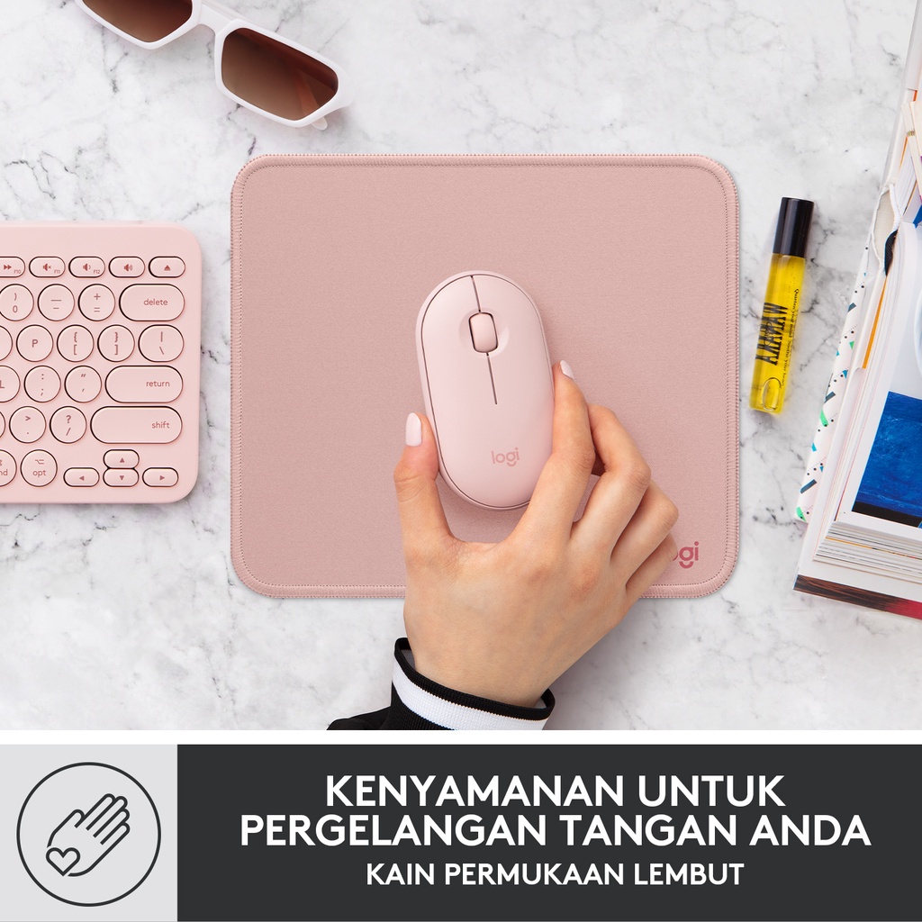 Logitech Mouse Pad Studio Series Alas Polos, Anti-Slip - Rose (4)