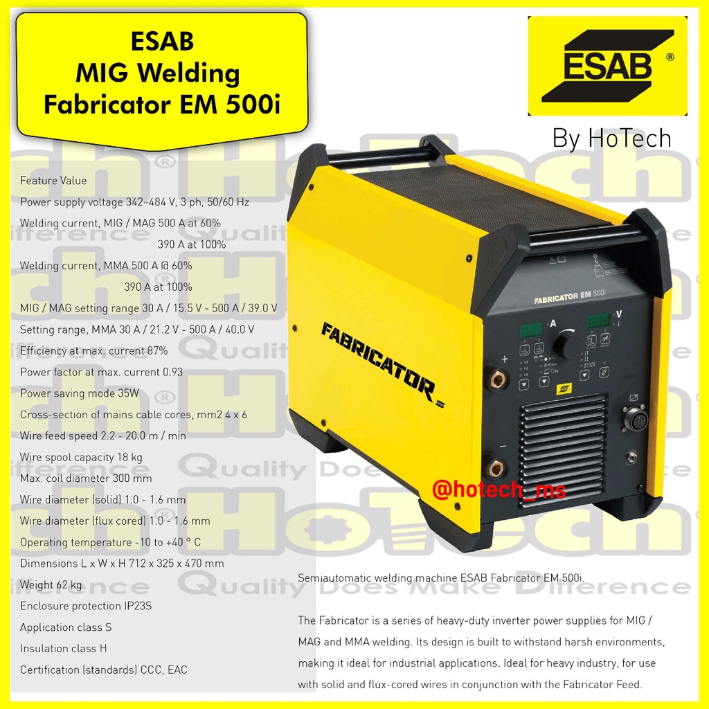 Jual ESAB WELDING MIG FABRICATOR EM 500i & FEED 364 Enclosed ESAB