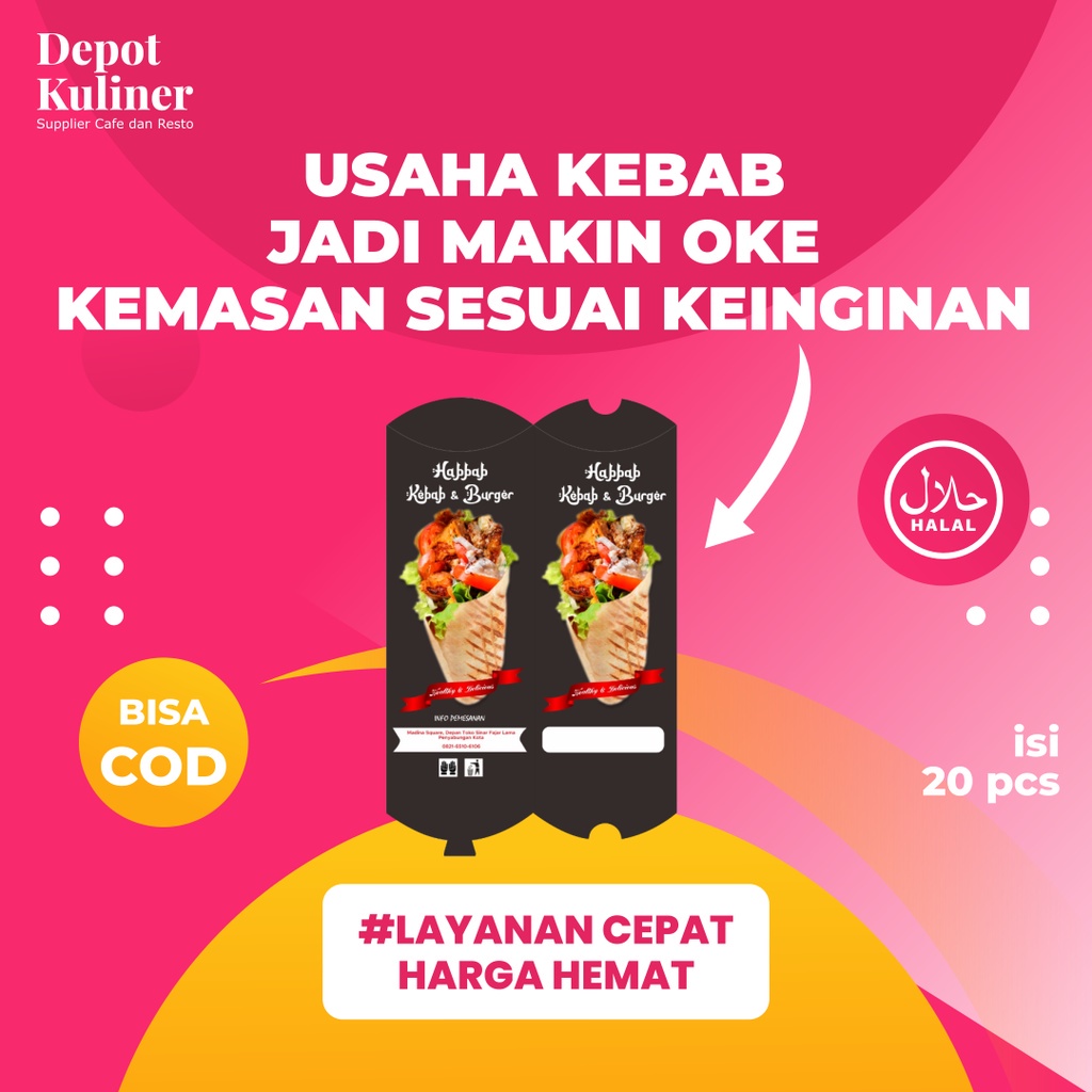 Jual Cetak Kemasan Kebab Custom (request design) Kertas Kebab Kotak ...