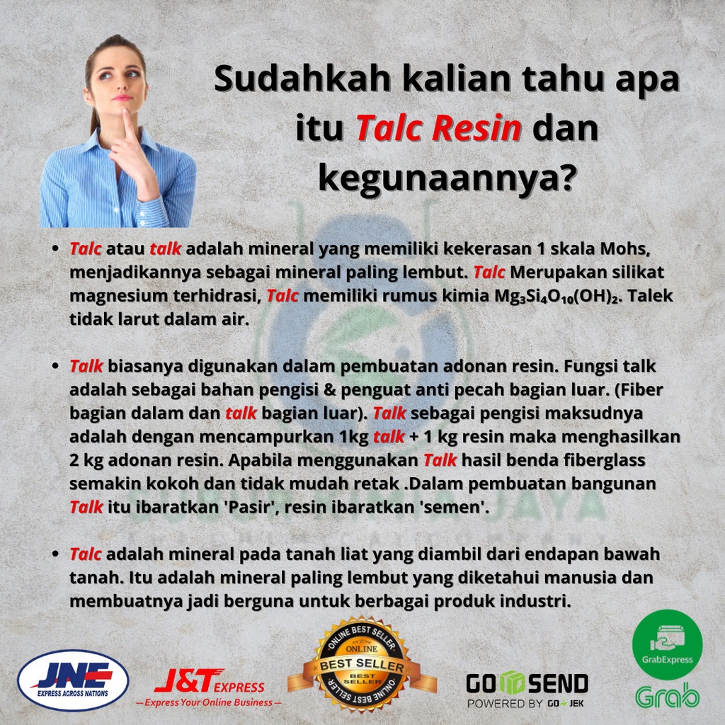 Jual Talc / Talk / Talek Resin bahan fiberglass / Bubuk Talek Resin ...