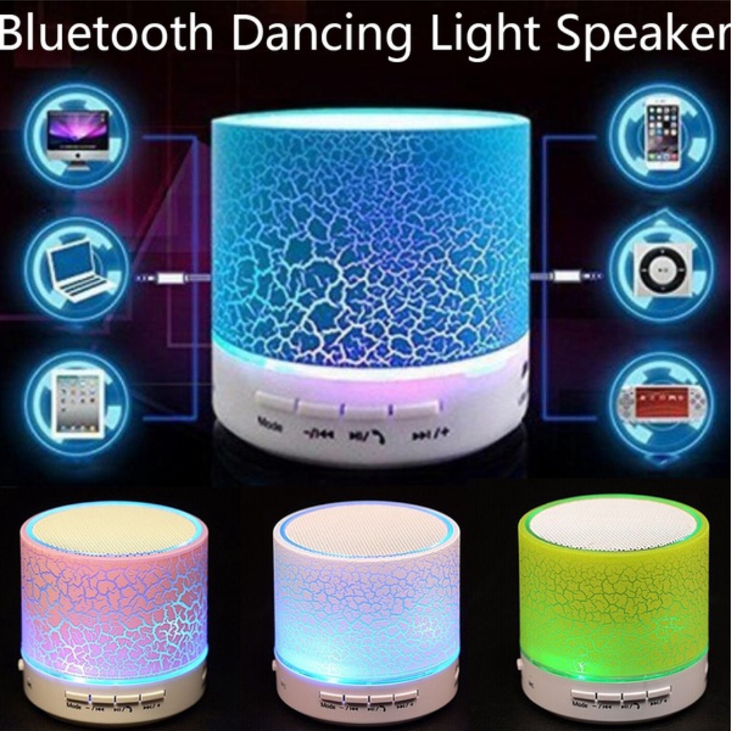 Jual SPEAKER MINI BLUETOOTH MUSIC BOX MOTIF RETAK BERLAMPU LED WARNA