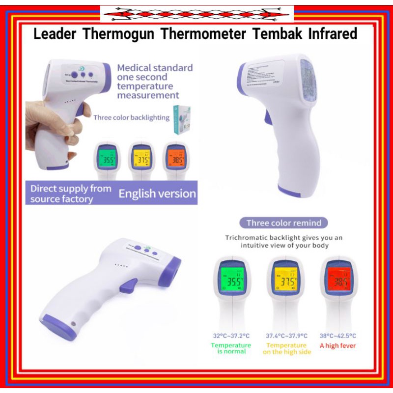 Jual Leader Thermogun Thermometer Tembak Infrared Non Contact | Shopee ...