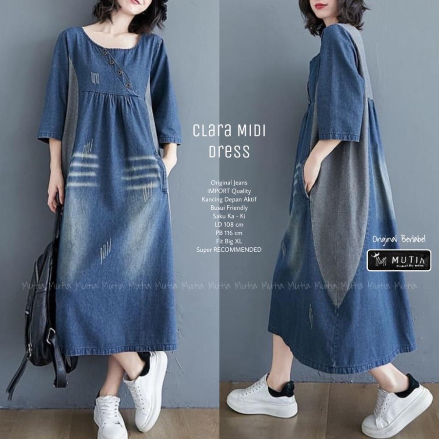 knee length dresses for ladies Medium Wash Denim Strapless Bodycon Midi Dress