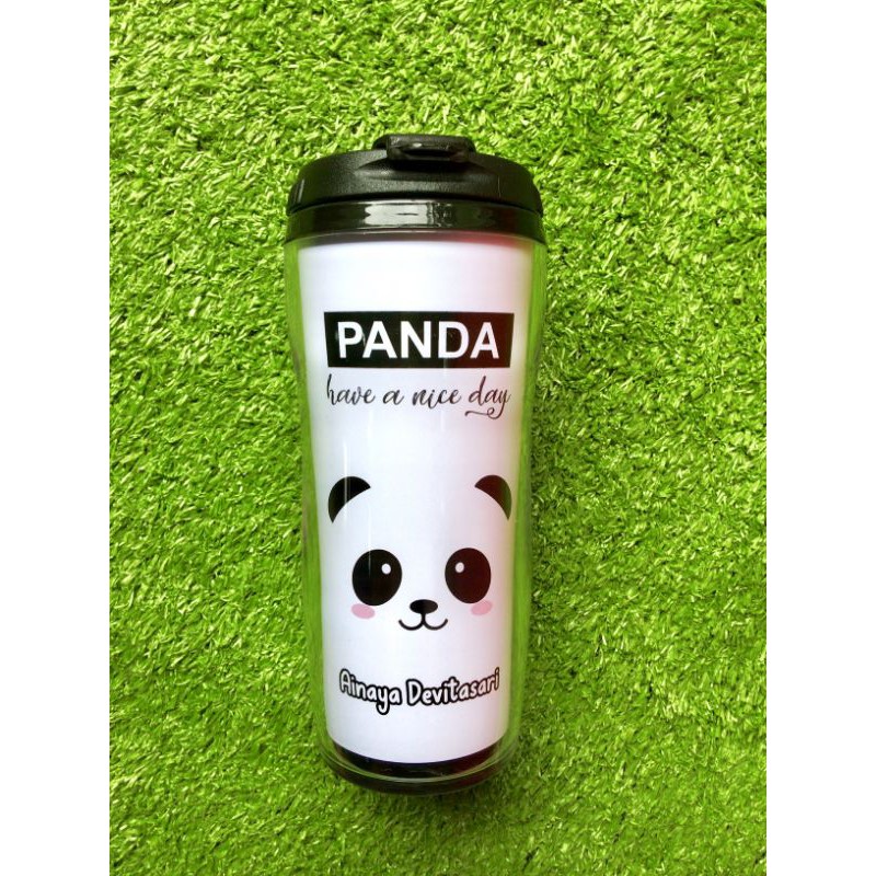 Jual Tumbler Panda Custom / Tumbler Insert Paper / Botol Minum Custom