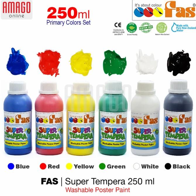 Jual Paket 6 Warna Dasar Fas Super Tempera Washable Poster Paint
