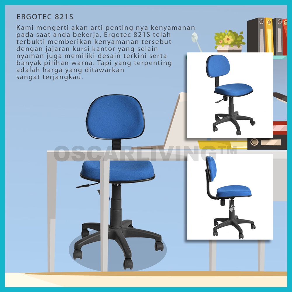 Jual Ergotec 821S Kursi Kantor Biru / Kursi Kerja / Office Chair ...