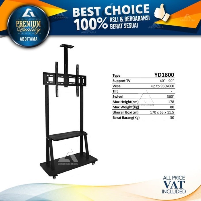 Jual Bracket Heavy Duty Standing TV Roda Dorong 1800S 40