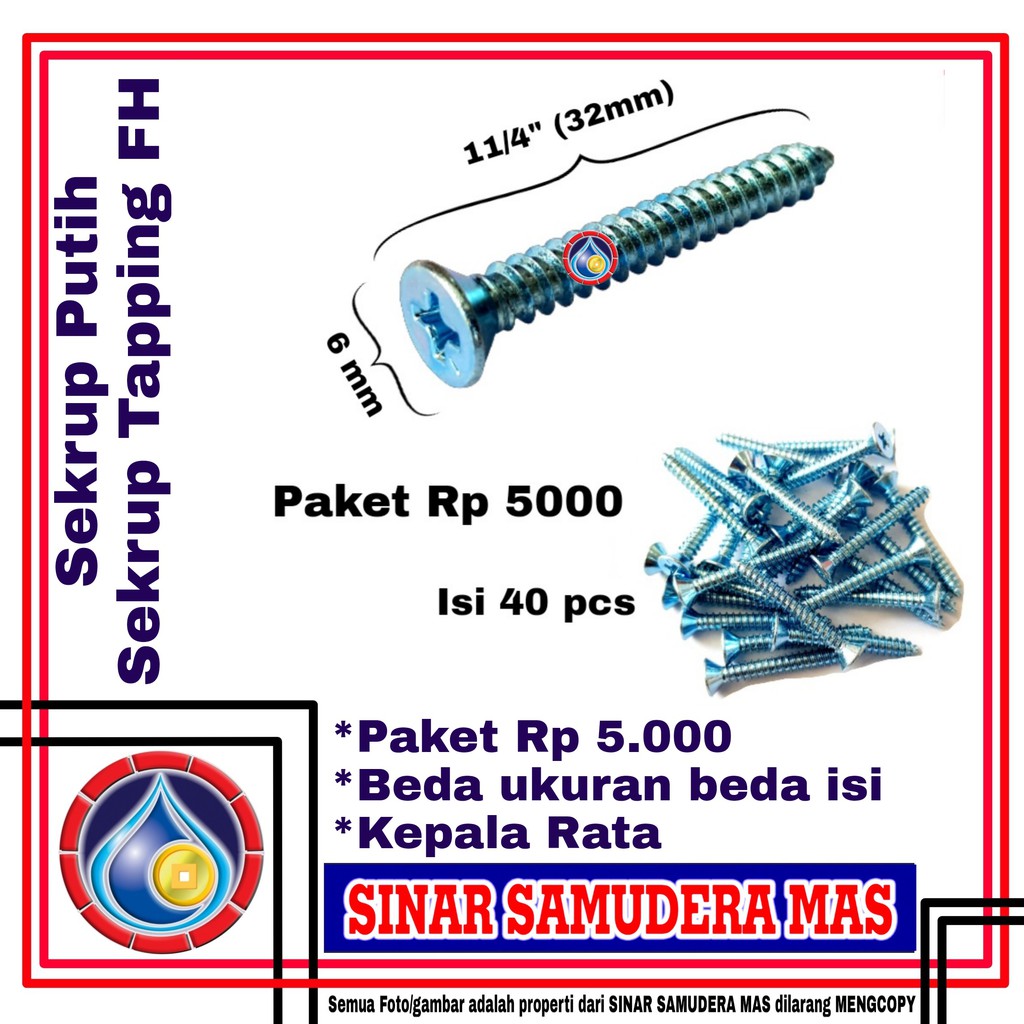 Jual Sekrup Putih Atau Tapping Fh Self Tapping Shopee Indonesia